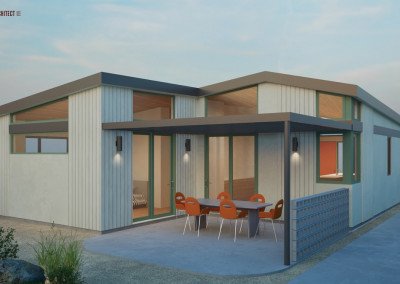 Plan 105, Christopherson Builders, Tracy Stone Architect, mid century modern, eichler style, one story, single level, house plan, home plan, rendering